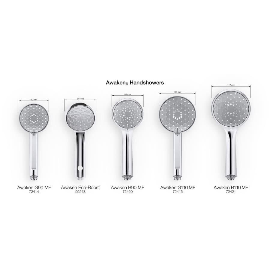 Awaken B90 1.5 GPM / 2 GPM Multi Function Hand Shower with MasterClean and Eco-Boost Technologies
