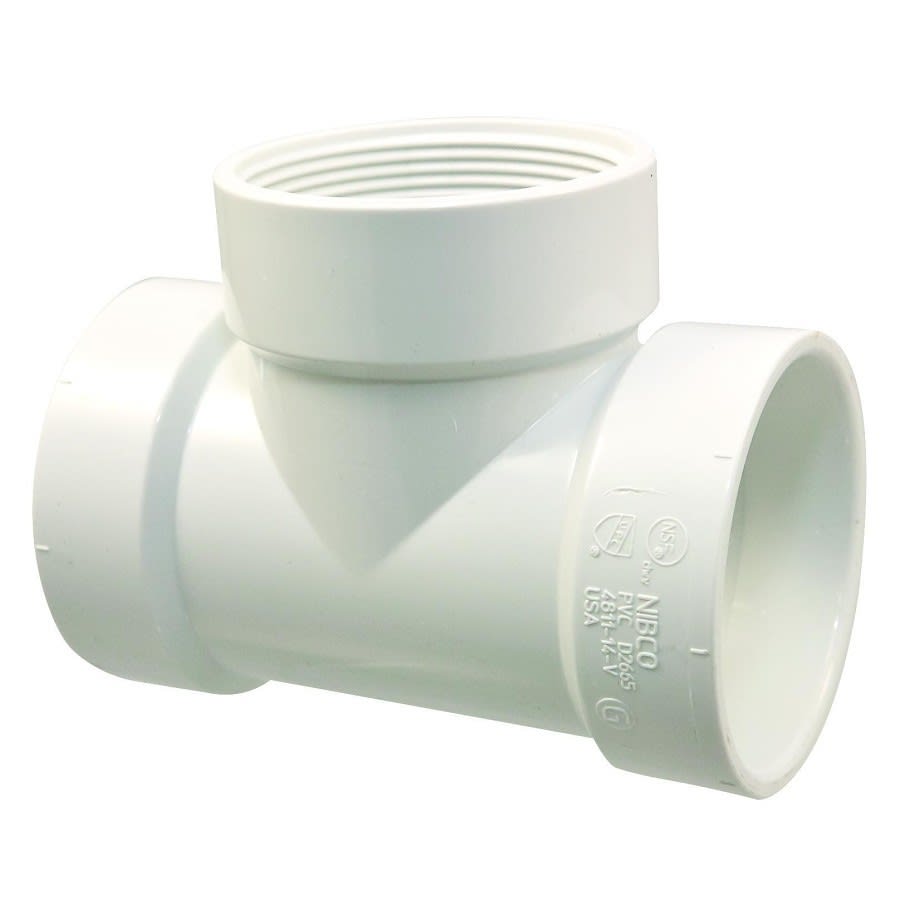 Flush Cleanout Tee, 4 in, Hub x FNPT, DWV, PVC