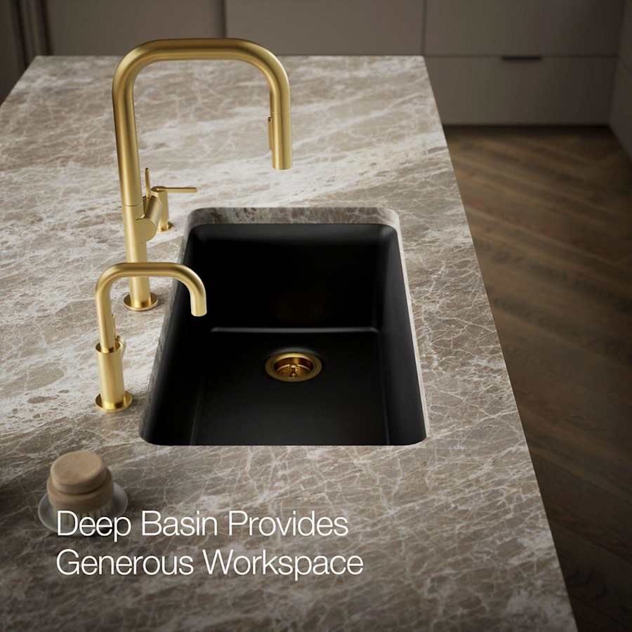 Cairn 33-1/2" Undermount Single Bowl Neoroc Granite Composite Kitchen Sink with Bottom Sink Rack