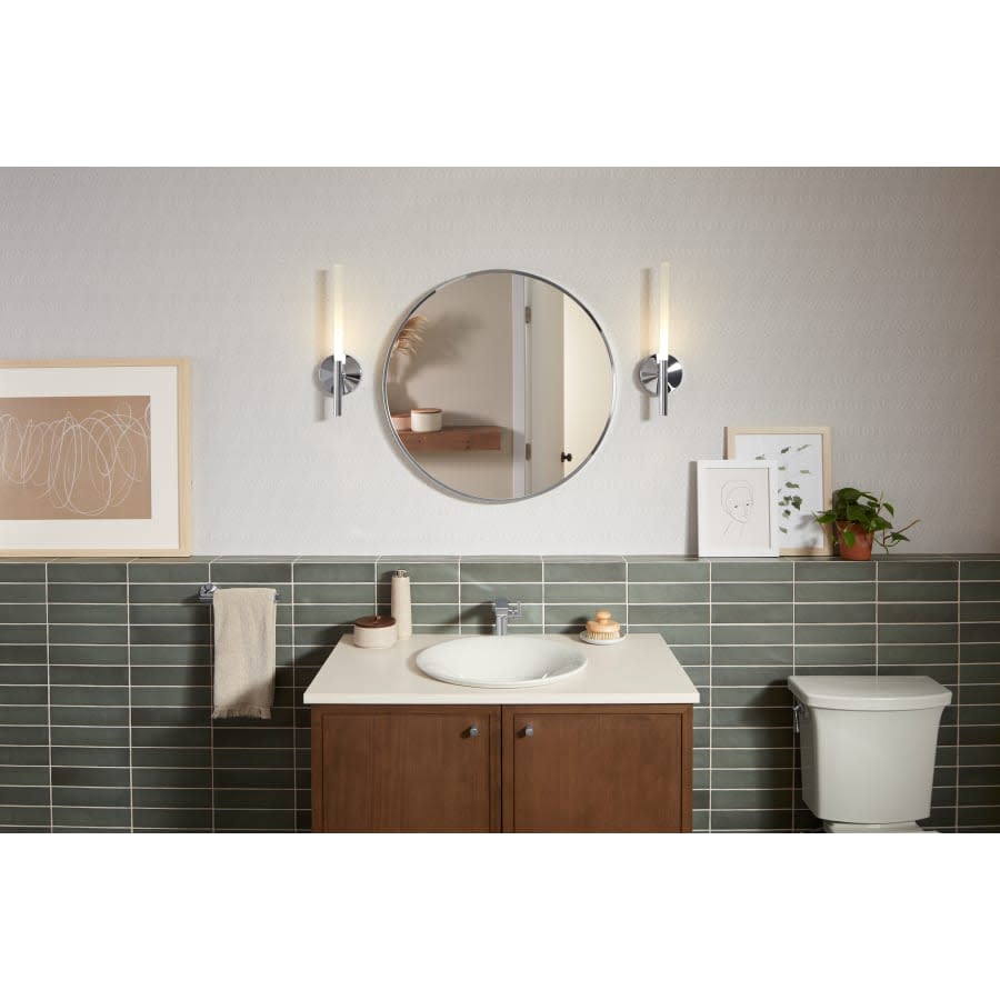 Essential 28-1/8" Diameter Modern Circular Framed Bathroom Wall Mirror