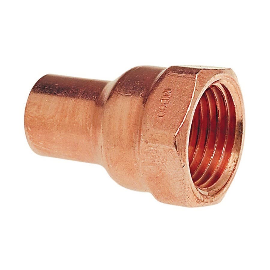 Female Adapter, 3/4 in, Fitting x FNPT, Cleaned & Bagged Copper