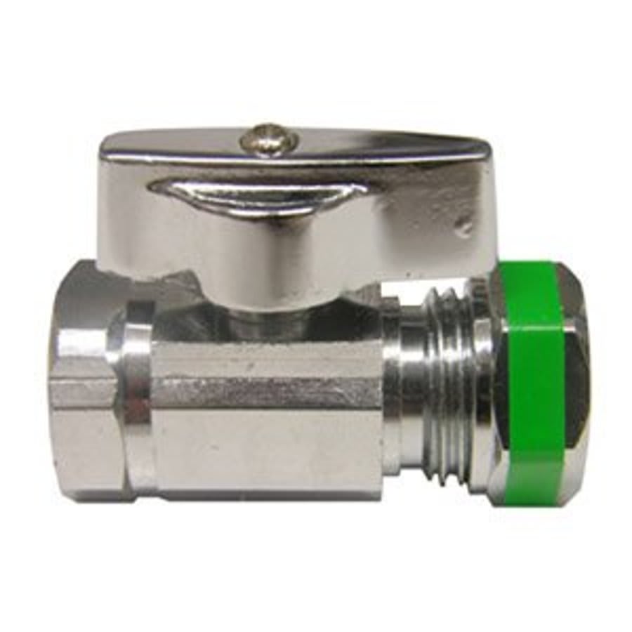 Quarter Turn Straight Stop, 1/2 in, FNPT x Comp, Chrome