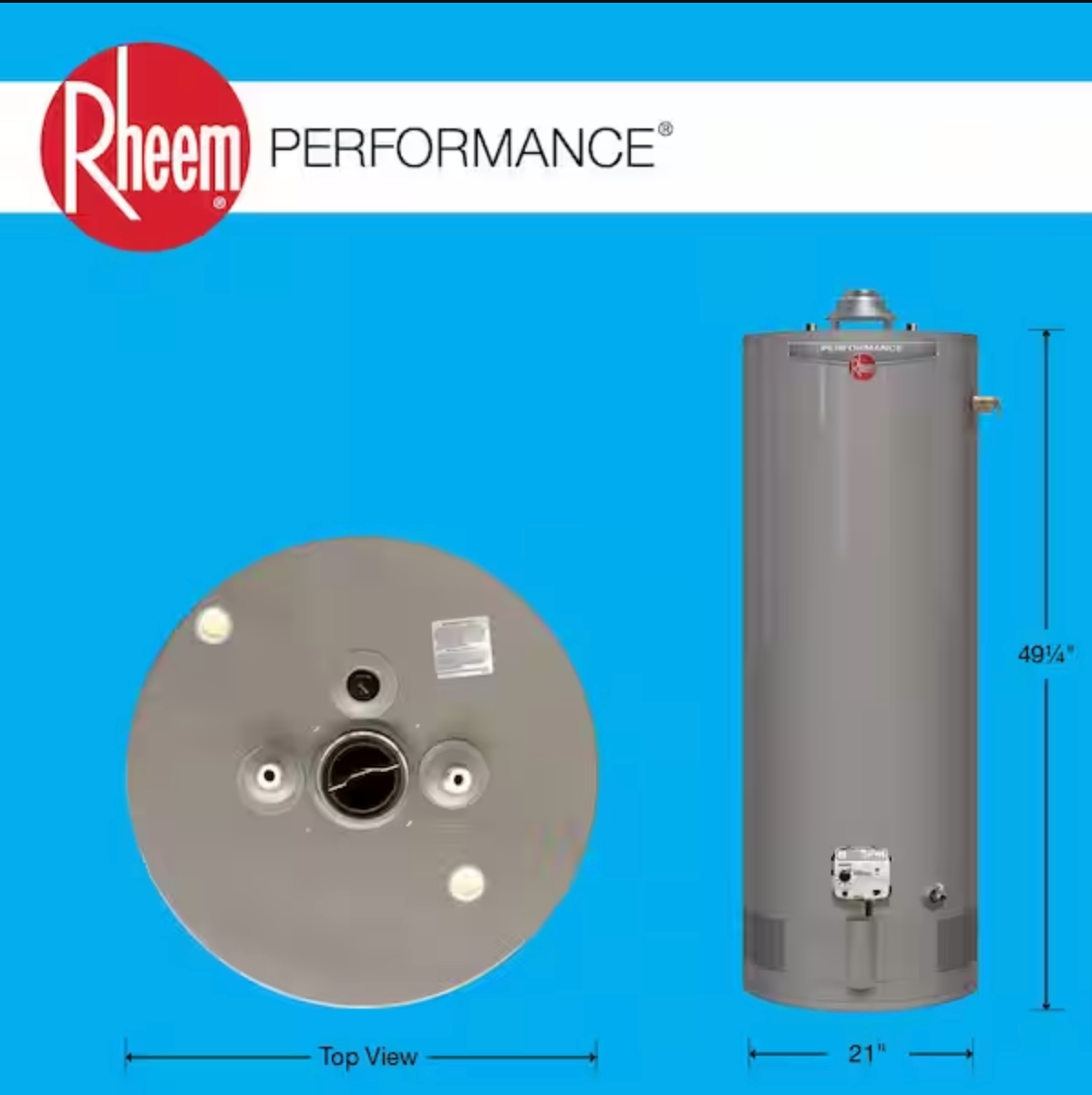 Rheem Performance 40 Gal. Short 6-Year 34,000 BTU Natural Gas Tank Water Heater