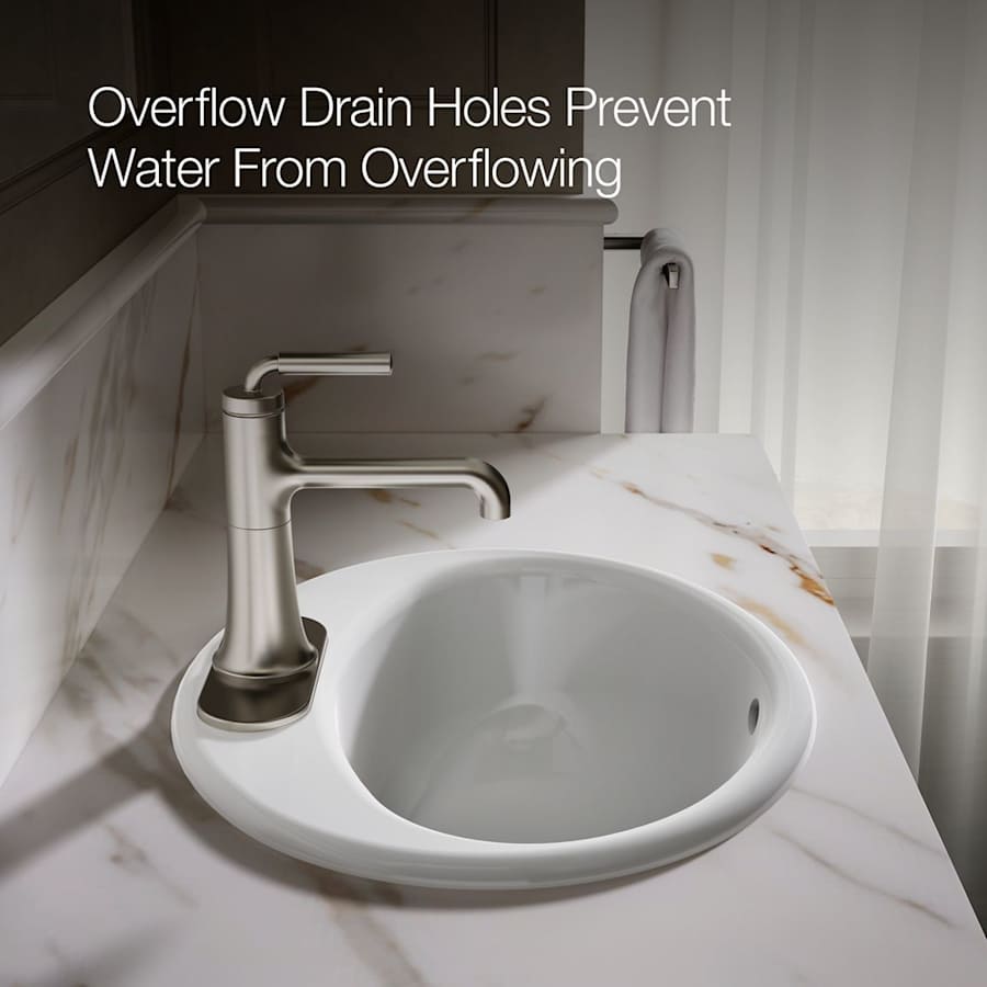 Farmington 19-1/4" Oval Cast Iron Drop In Bathroom Sink with Overflow and Single Faucet Hole