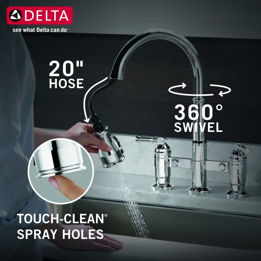 Broderick 1.8 GPM Widespread Bridge Pull Down Kitchen Faucet