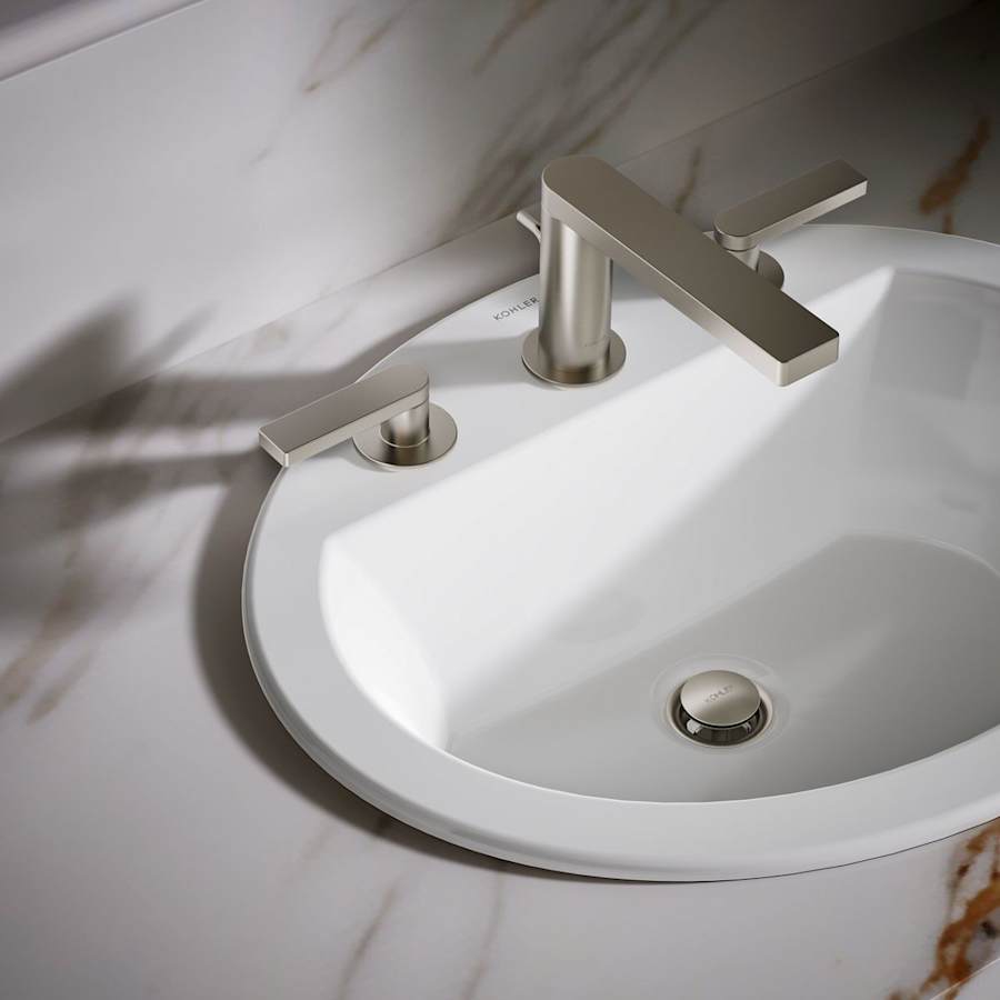 Bryant 20-1/8" Oval Vitreous China Drop In Bathroom Sink with Overflow and 3 Faucets Holes at 8" Centers