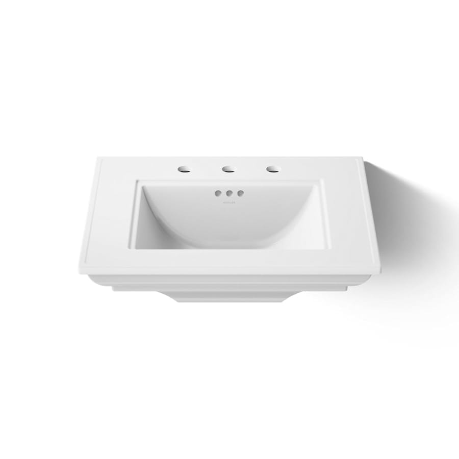 Memoirs Stately 24-1/2" Fireclay Pedestal Sink with Overflow and 3 Faucet Holes at 8" Centers