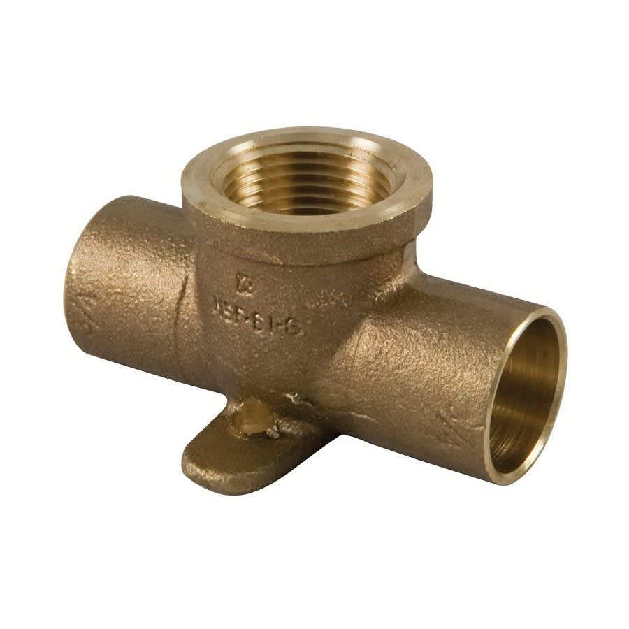 Tee, 3/4 in, C x C x FNPT, Copper