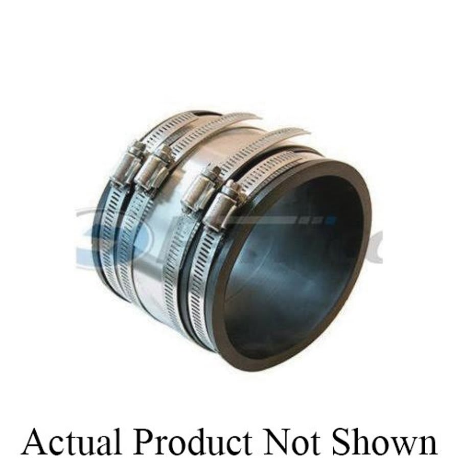 Transition Coupling, 5 x 4 in, Cast Iron/Plastic x Cast Iron/Plastic, Flexible PVC