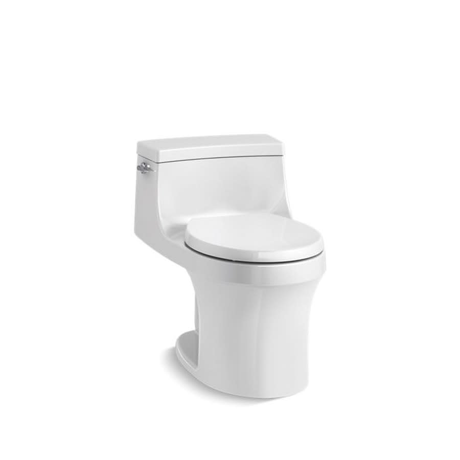 San Souci® One Piece Toilet, Floor Mount, 12 in Rough, Round Bowl, Left Hand Lever, 1.28 gpf, White