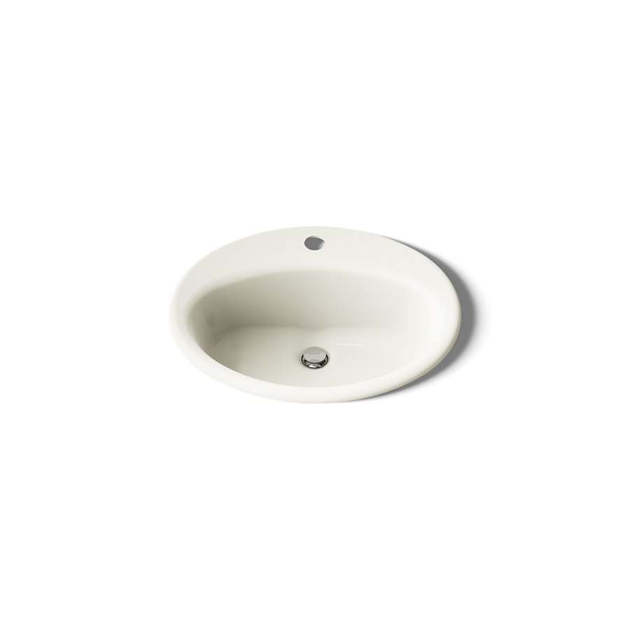 Farmington 19-1/4" Oval Cast Iron Drop In Bathroom Sink with Overflow and Single Faucet Hole