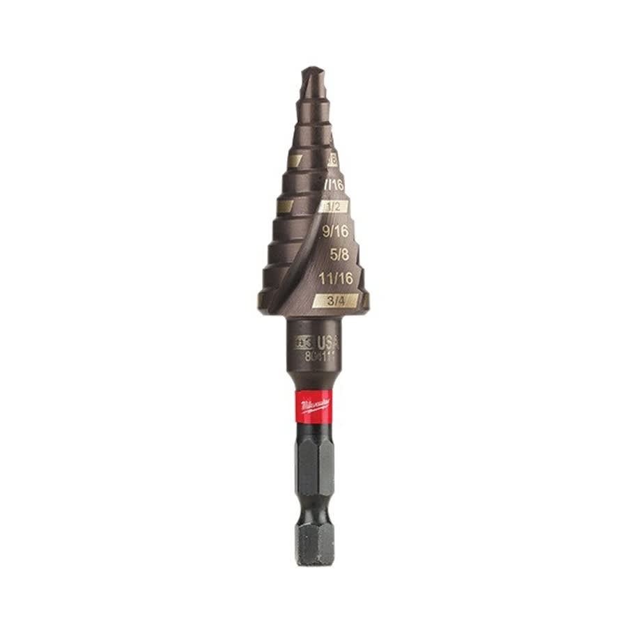 SHOCKWAVE™ Impact Duty™ Impact Step Drill Bit, 3/16 to 7/8 in Dia Max Hole, 12 Steps, Titanium
