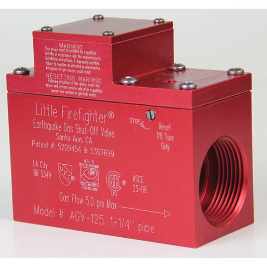 Horizontal Earthquake Valve, 1-1/4 in, FNPT