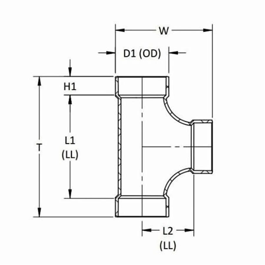2-Way Cleanout Tee, 6 in, Hub, DWV, PVC