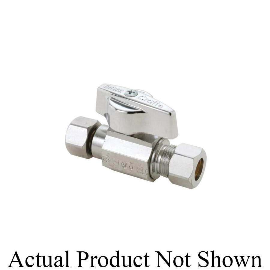 Quarter Turn Straight Stop, 3/8 in, Comp, Chrome