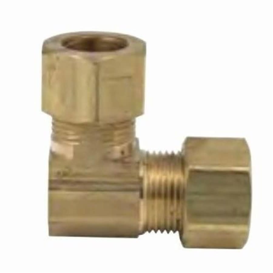 90 deg Elbow, 1/2 x 3/8 in, Comp, Brass, Rough Brass, Domestic