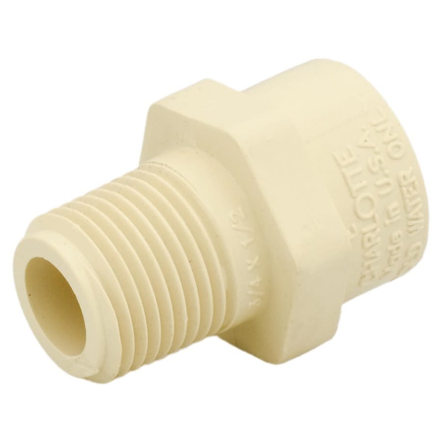 FlowGuard Gold® Male Adapter, 3/4 x 1/2 in, Socket x MNPT, SDR 11, CPVC