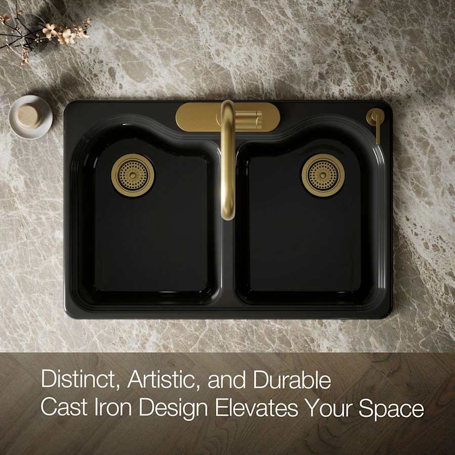 Hartland 33" Double Basin Top-Mount Enameled Cast-Iron Kitchen Sink