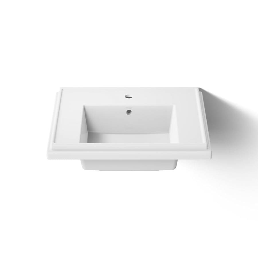 Tresham 24" Pedestal Fireclay Bathroom Sink with Single Faucet Hole Drilled and Overflow - Less Drain Assembly