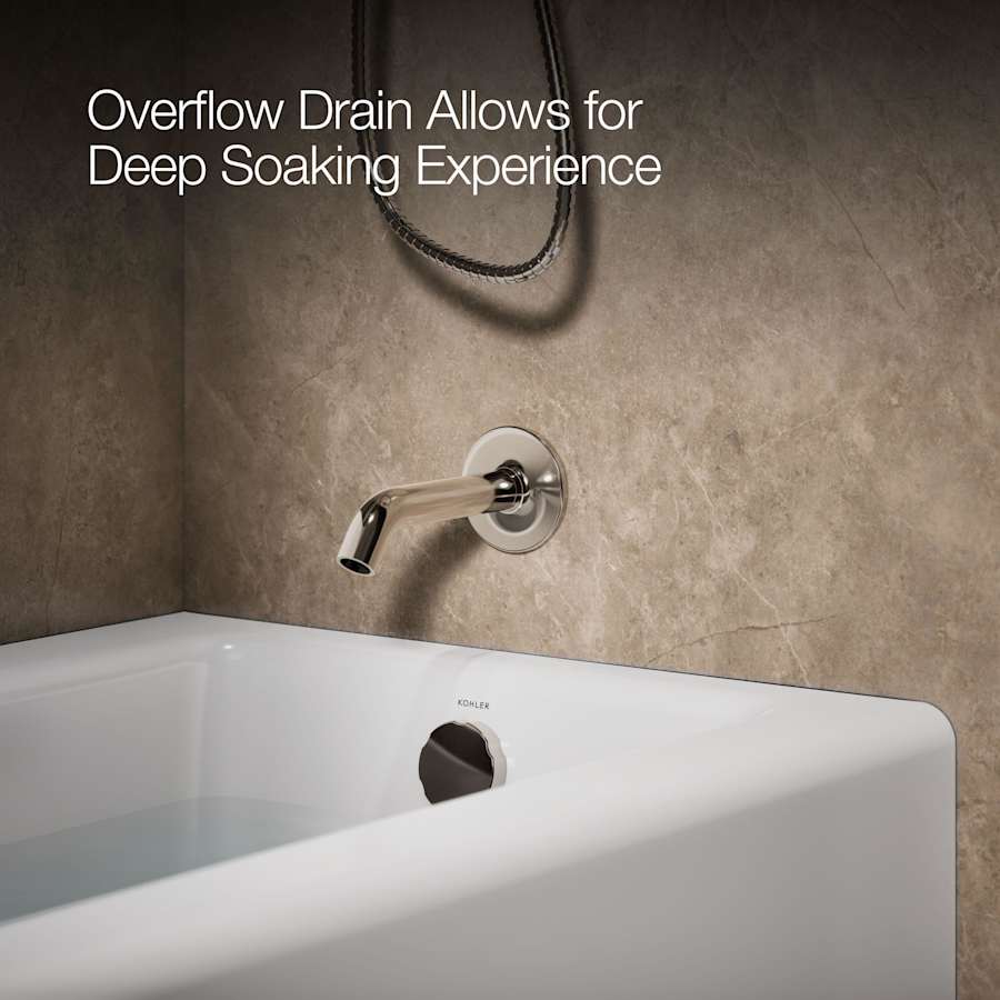 Bellwether Bath Tub 60" L x 30 1/4" W Cast Iron Soaking for Three Wall Alcove Installations with Integral Apron and Right Drain