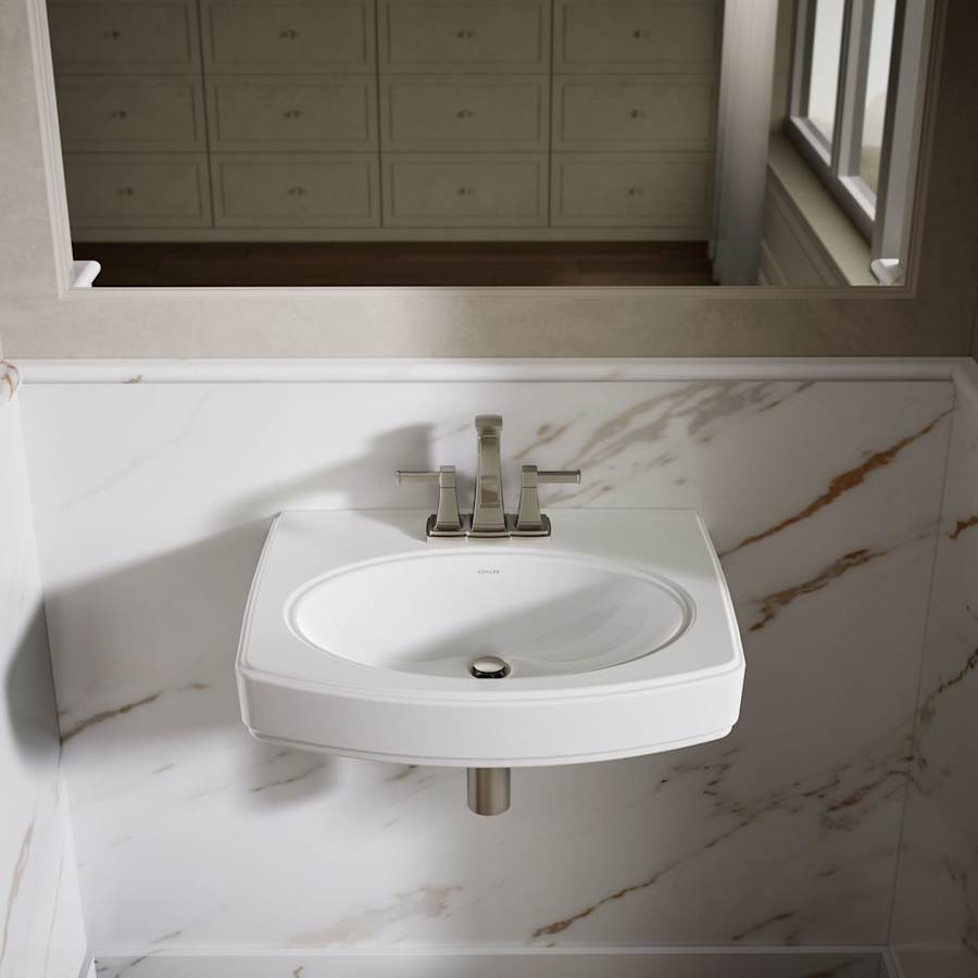 Pinoir 18" Wall Mounted Bathroom Sink with 3 Holes Drilled and Overflow