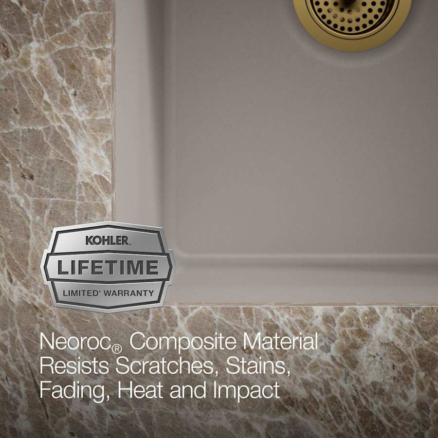Cairn 33-1/2" Undermount Double Equal Bowl Neoroc Granite Composite Kitchen Sink with Right Sink Rack Included