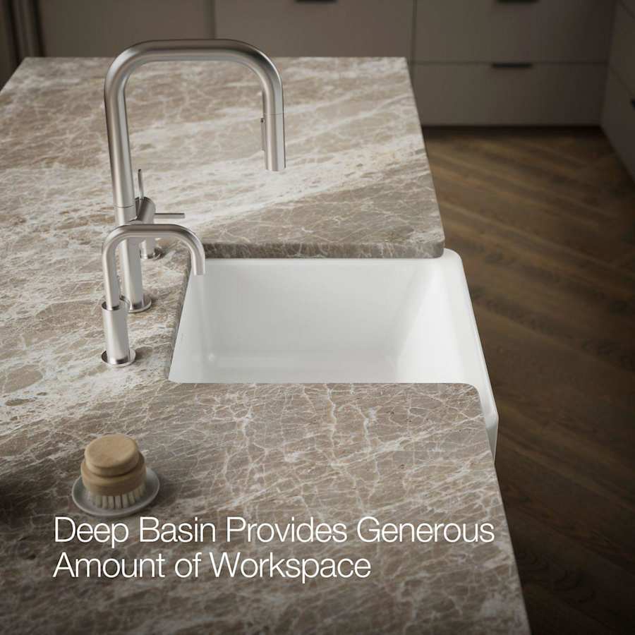 Whitehaven 23-1/2" Self-Trimming Farmhouse Single Basin Enameled Cast Iron Kitchen Sink