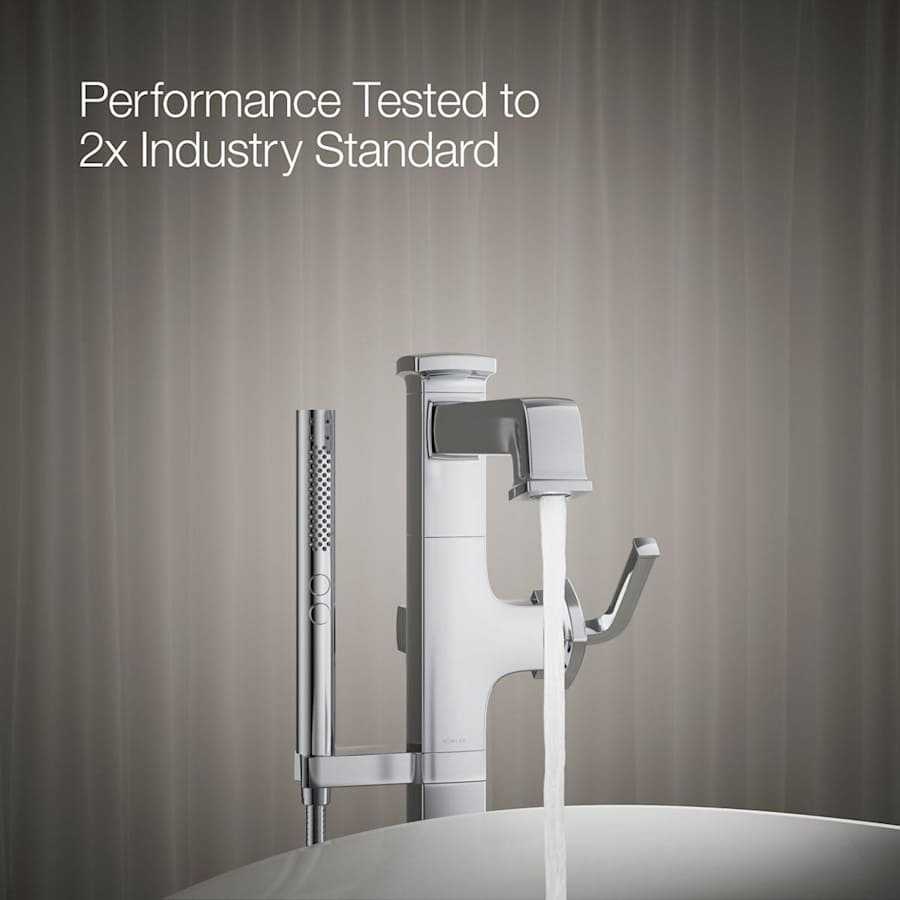 Riff Floor Mounted Tub Filler with Built-In Diverter - Includes Hand Shower