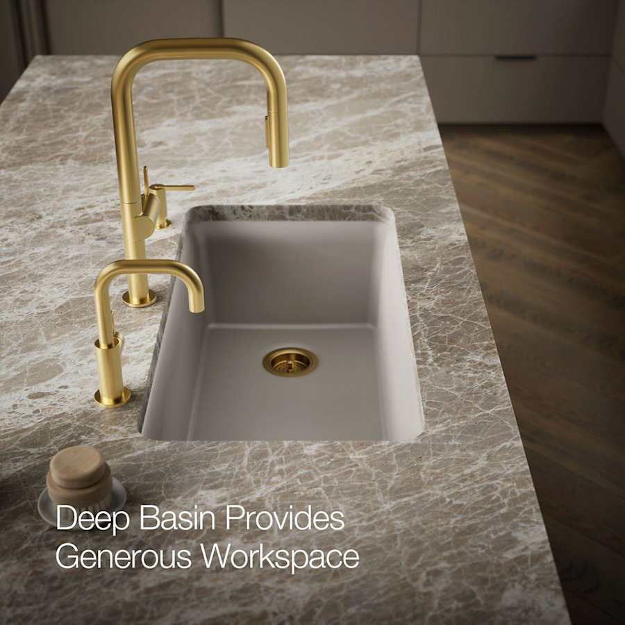 Cairn 33-1/2" Undermount Single Bowl Neoroc Granite Composite Kitchen Sink with Bottom Sink Rack