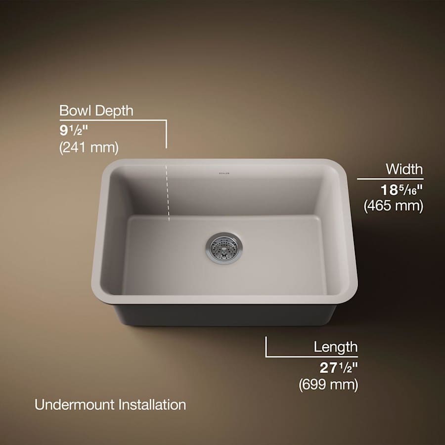 Cairn 27-1/2" Undermount Single Bowl Neoroc Granite Composite Kitchen Sink with Bottom Sink Rack