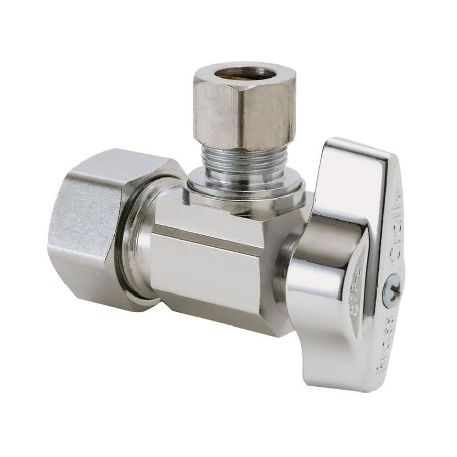 Quarter Turn Angle Stop, 5/8 x 3/8 in, Comp, Chrome