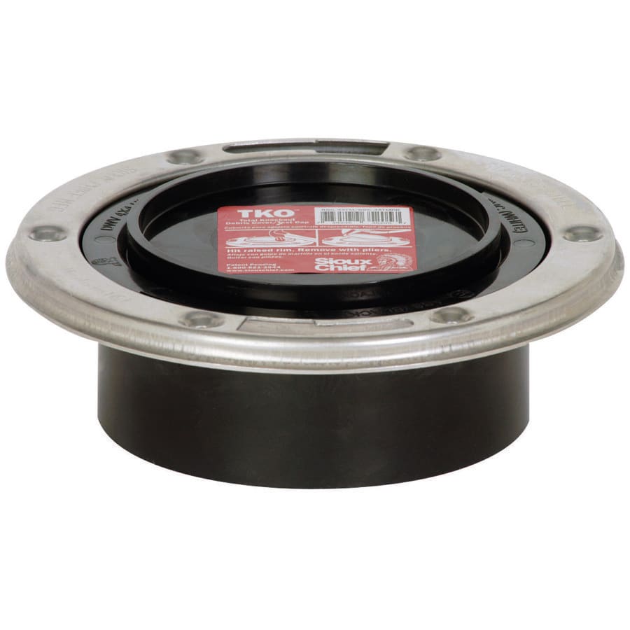 886 DWV Test Cap Metal Ring Adjustable Closet Flange, 4 in, Hub, ABS