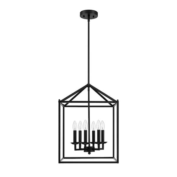 Dawn 6-Light Matte Black Chandelier 16"