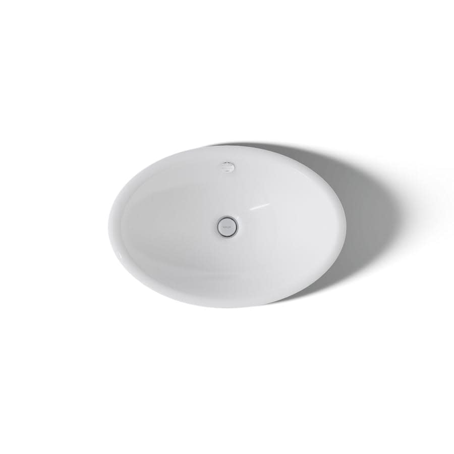 Iron Plains 20-3/4"L Enameled Cast Iron Wading Pool Oval Bathroom Sink with Overflow and White Painted Underside