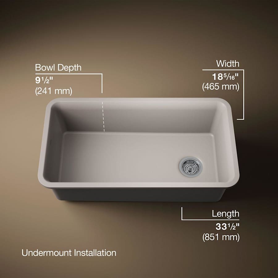 Cairn 33-1/2" Undermount Single Bowl Neoroc Granite Composite Kitchen Sink with Bottom Sink Rack