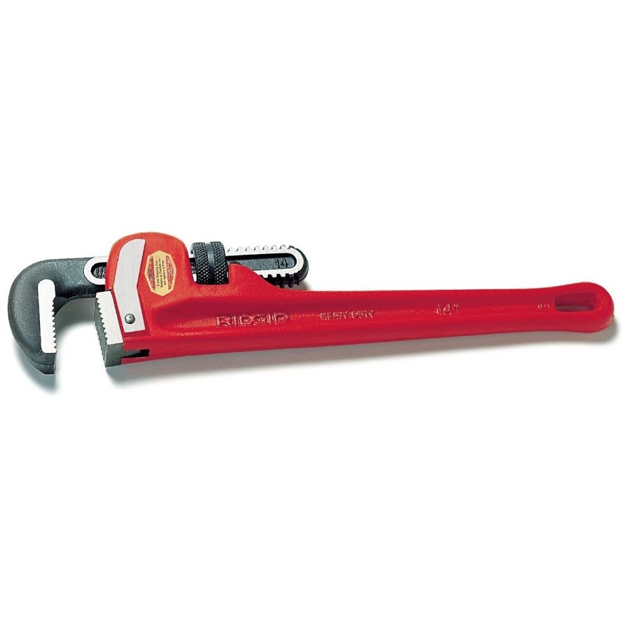 Straight Pipe Wrench, 1 in, Floating Forged Hook Jaw, Ductile Iron Handle, Red