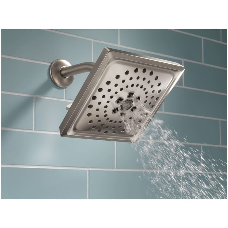 Universal Showering 7-5/8" Square 1.75 GPM Shower Head Full Spray Pattern with Touch Clean and H2Okinetic Technology