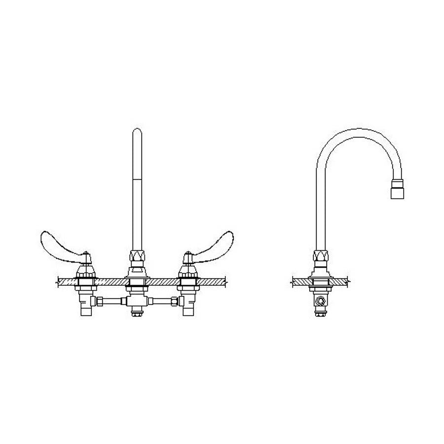Kitchen Faucet, Deck Mount, ADA, 2 Blade Handle, 3-Hole, Chrome