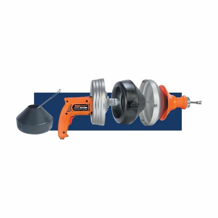 Super-Vee® Drain Snake, 1-1/4 to 3 in Drain, 2-7/10 hp, 1/4 & 3/8 in x 25 ft L Cables