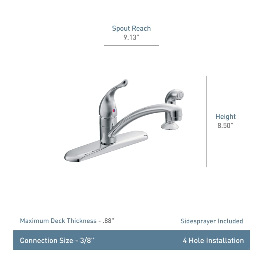 Chateau Single Handle Kitchen Faucet with Side Spray