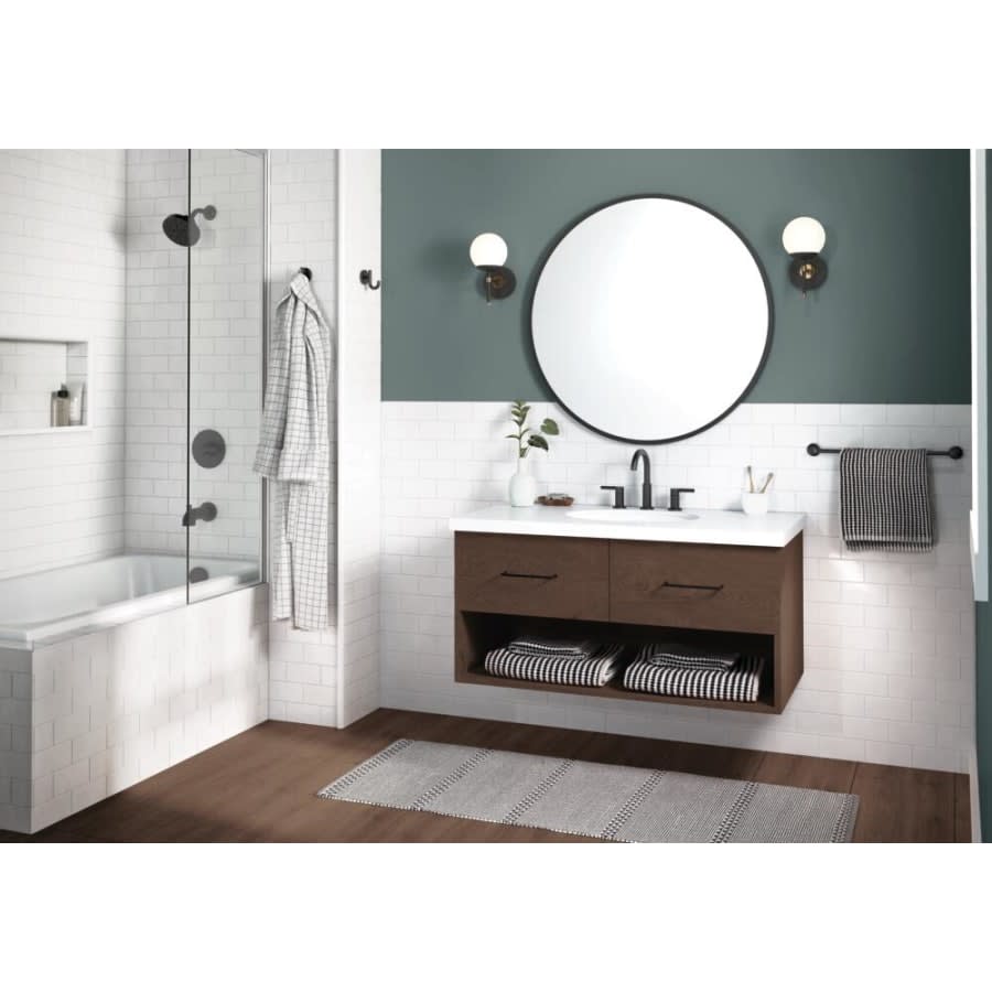 Nicoli 1.2 GPM Widespread Bathroom Faucet with Lever Handles and Push Pop-Up Drain Assembly