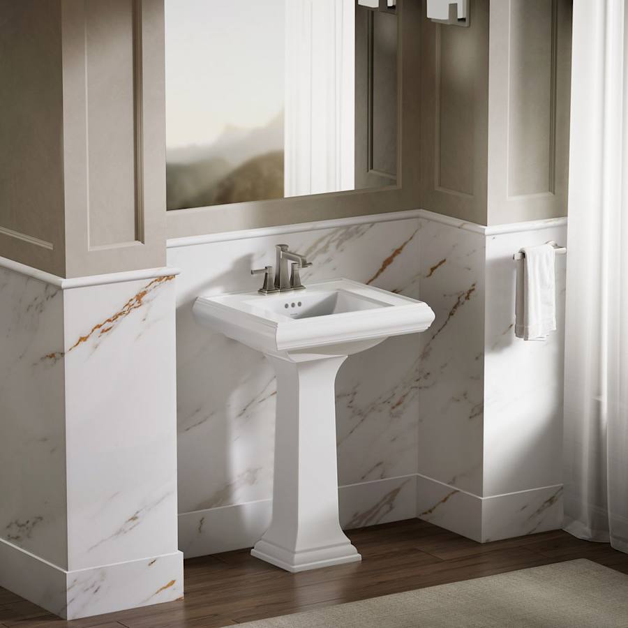 Memoirs Classic 24" Fireclay Pedestal Bathroom Sink with 3 Holes Drilled and Overflow