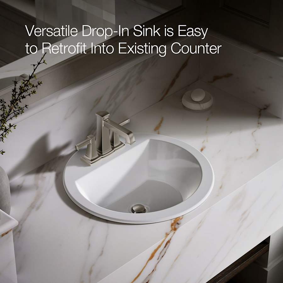 Bryant 18-7/8" Circular Vitreous China Drop In Bathroom Sink with Overflow and 3 Faucet Holes at 4" Centers