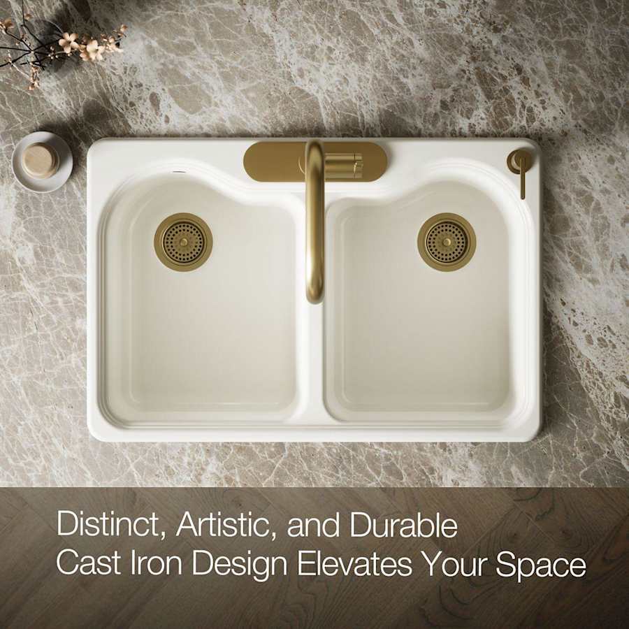 Hartland 33" Double Basin Top-Mount Enameled Cast-Iron Kitchen Sink