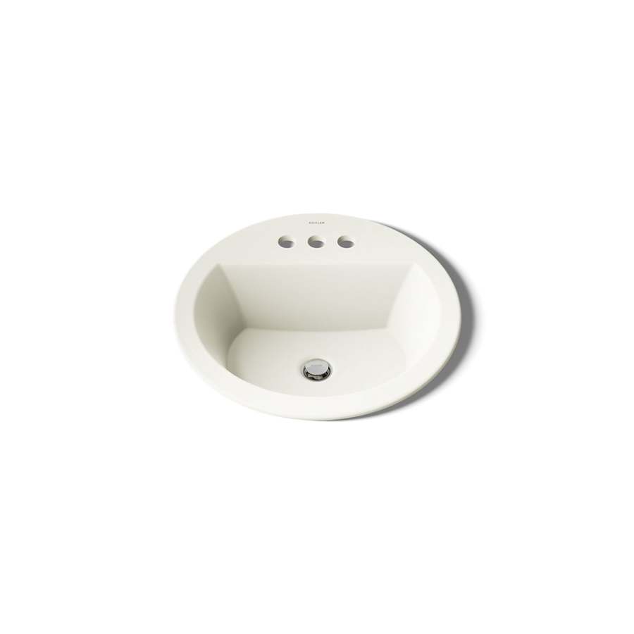 Bryant 18-7/8" Circular Vitreous China Drop In Bathroom Sink with Overflow and 3 Faucet Holes at 4" Centers
