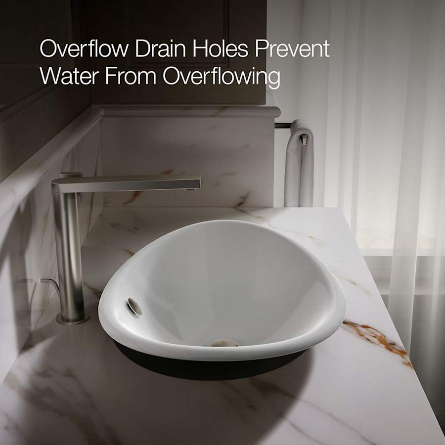 Iron Plains 20-3/4"L Cast Iron Drop-In Semi-Vessel Sink with Overflow and Black Painted Underside