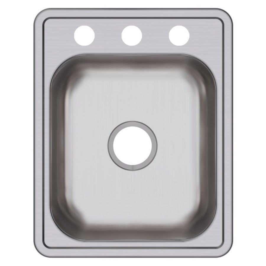 Dayton® Single Bowl Bar Sink, Top Mount, ADA, 14 x 21-1/4 in, 6-3/8 in Bowl Depth, 3-Hole, 22 ga Satin Steel, Stainless