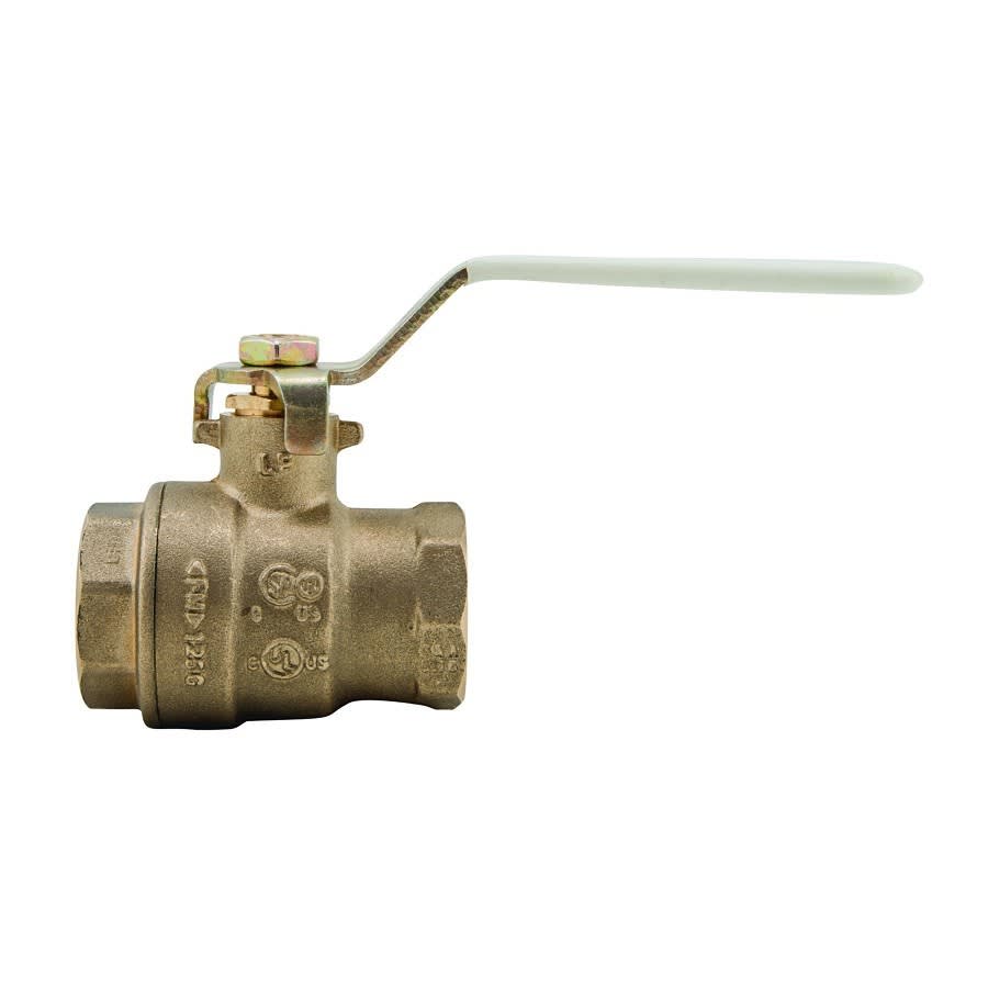 2-Piece Ball Valve, 3/8 in, FNPT, Full Port, Plated Brass Ball, Brass