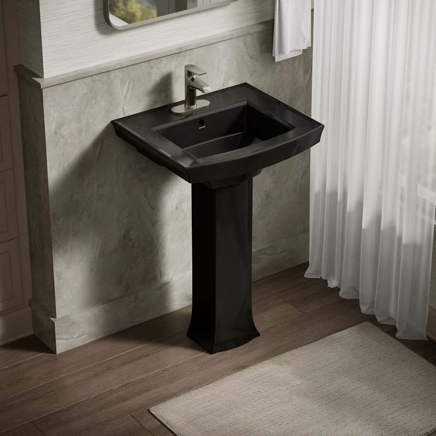 Archer 24" Pedestal Bathroom Sink with 3 Holes Drilled and Overflow