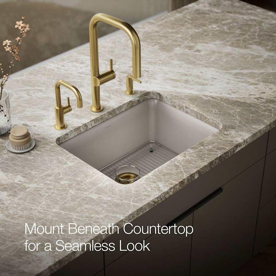 Cairn 24-1/2" Undermount Single Bowl Neoroc Granite Composite Kitchen Sink with Bottom Sink Rack